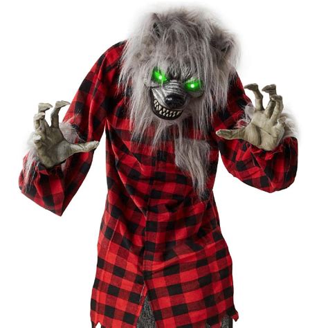 animated wolf halloween|halloween werewolf animatronic.